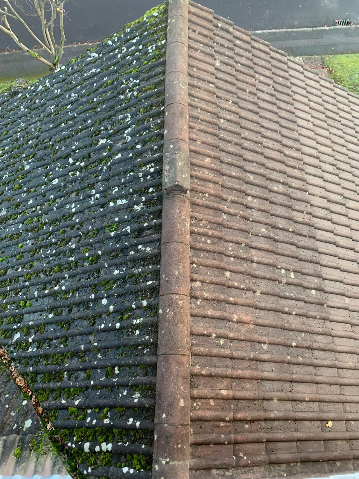A tiled roof and wall on a job