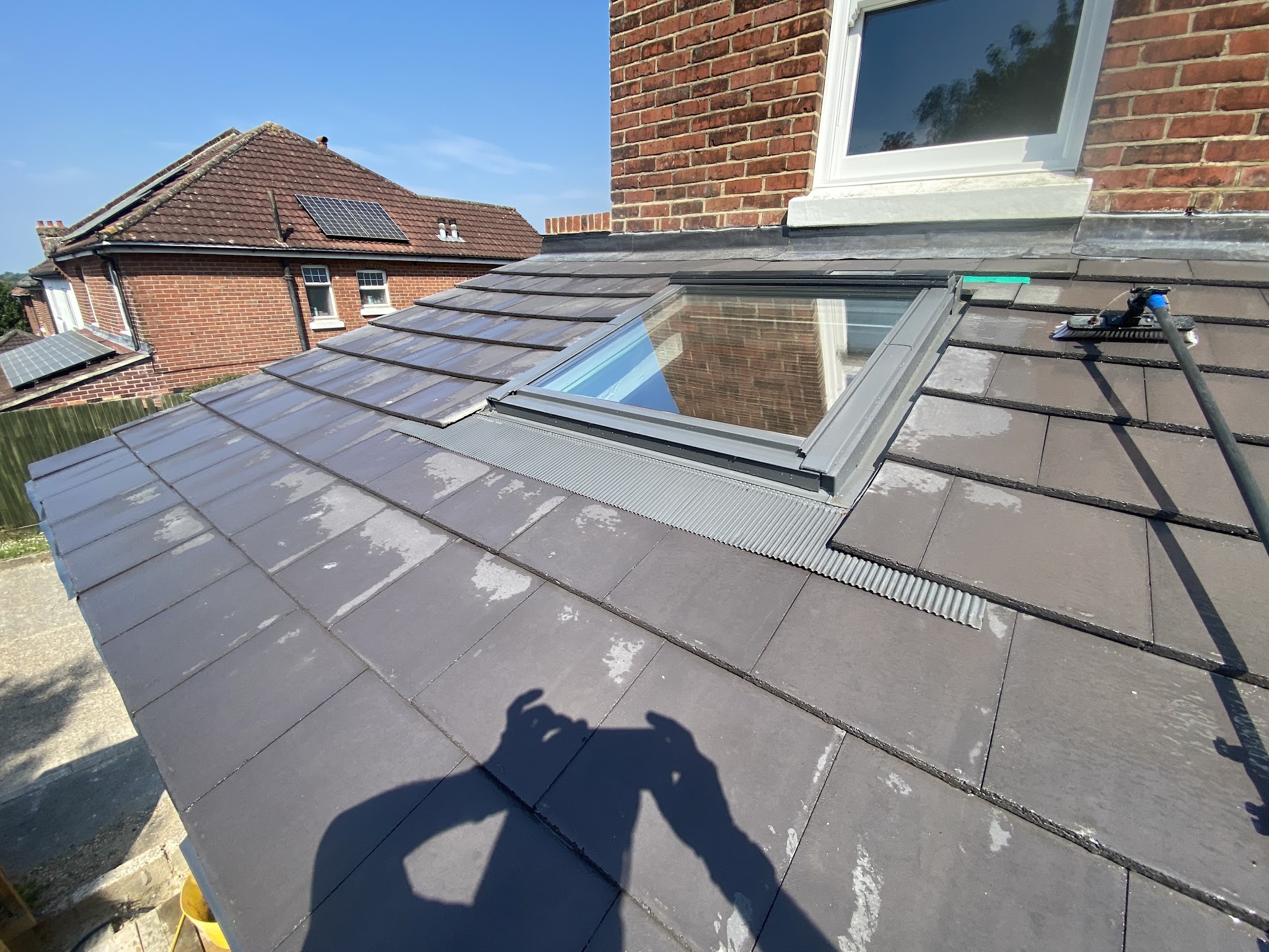 A cleaned conservatory roof with its glass roof panel