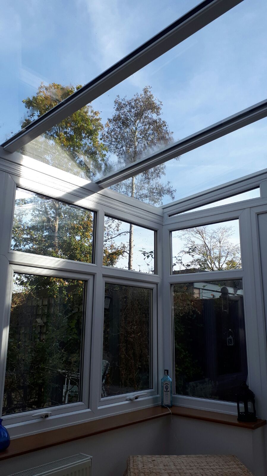 Looking up through a customer’s conservatory roof